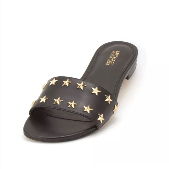 MICHAEL Michael Kors Shoes - Michael Kors Mercer Slide Leather Slide Sandals